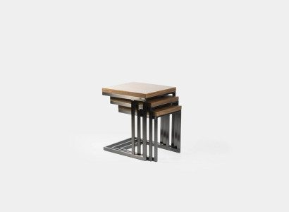 Living room 3x side table Luxury Wood Table stainless steel Design Furniture Furnishings